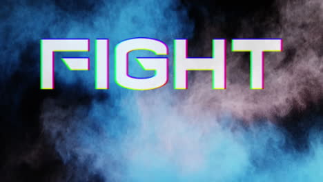 texto de lucha contra las explosiones de polvo de colores en el fondo