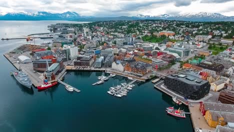 view of a marina in tromso, north norway