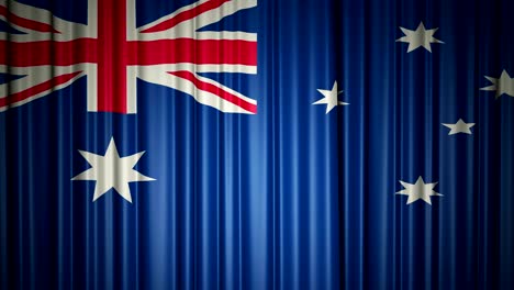 australia flag. 3d animation of opening and closing curtains with flag. 4k