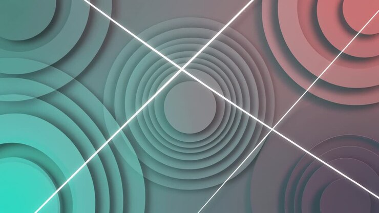 Abstract Geometric Background with Concentric Circles and Glowing Lines