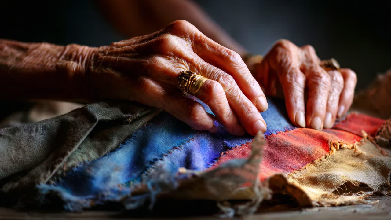 An Artisan's Touch: Delicate Hands Working with Colorful Textiles, Showcasing Craftsmanship and the Beauty of Fabric in an Artistic and Passionate Display of Creativity