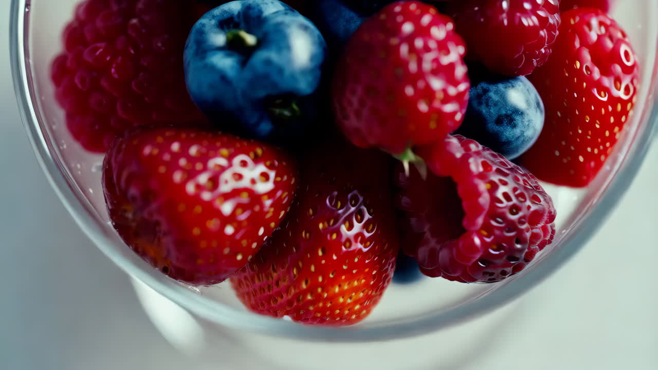 Assorted Berries in a Glass Bowl