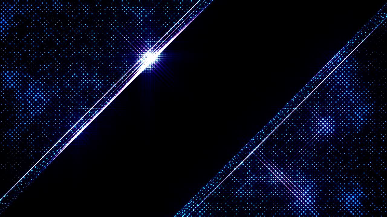 3d abstract 4k looped background with light of leds and copy space. Sparks slip between point leds, particles cover the entire plane of entire frame. Shine run on points. Luma matte as alpha channel