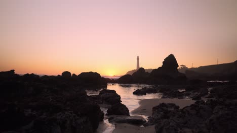 Pescadero-Pigeon-Point-Light-House-Bei-Sonnenuntergang,-Kalifornien-07