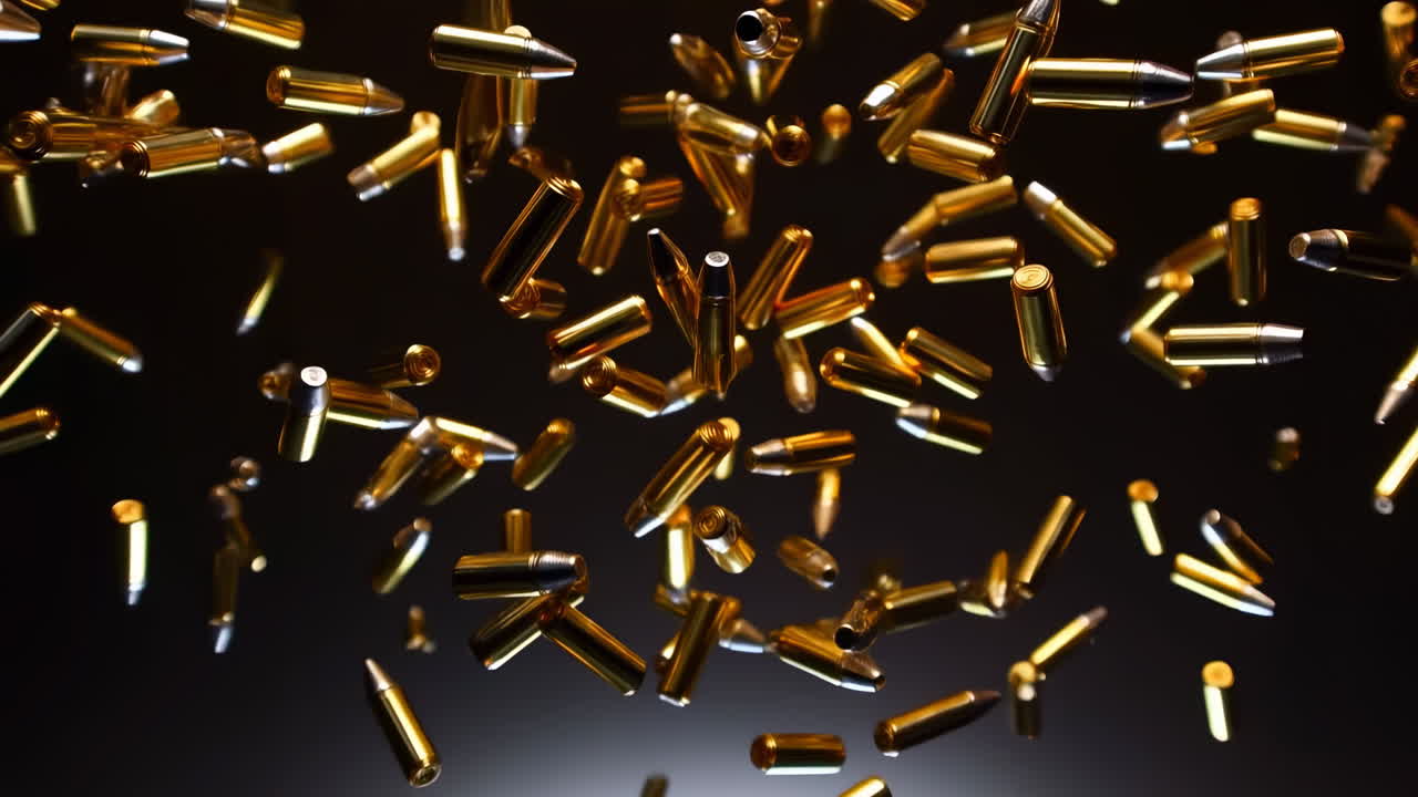 Gold Capsules Falling Against Dark Backdrop, Shimmering Metallic Surfaces And Soft Studio Lighting Create Luxe
