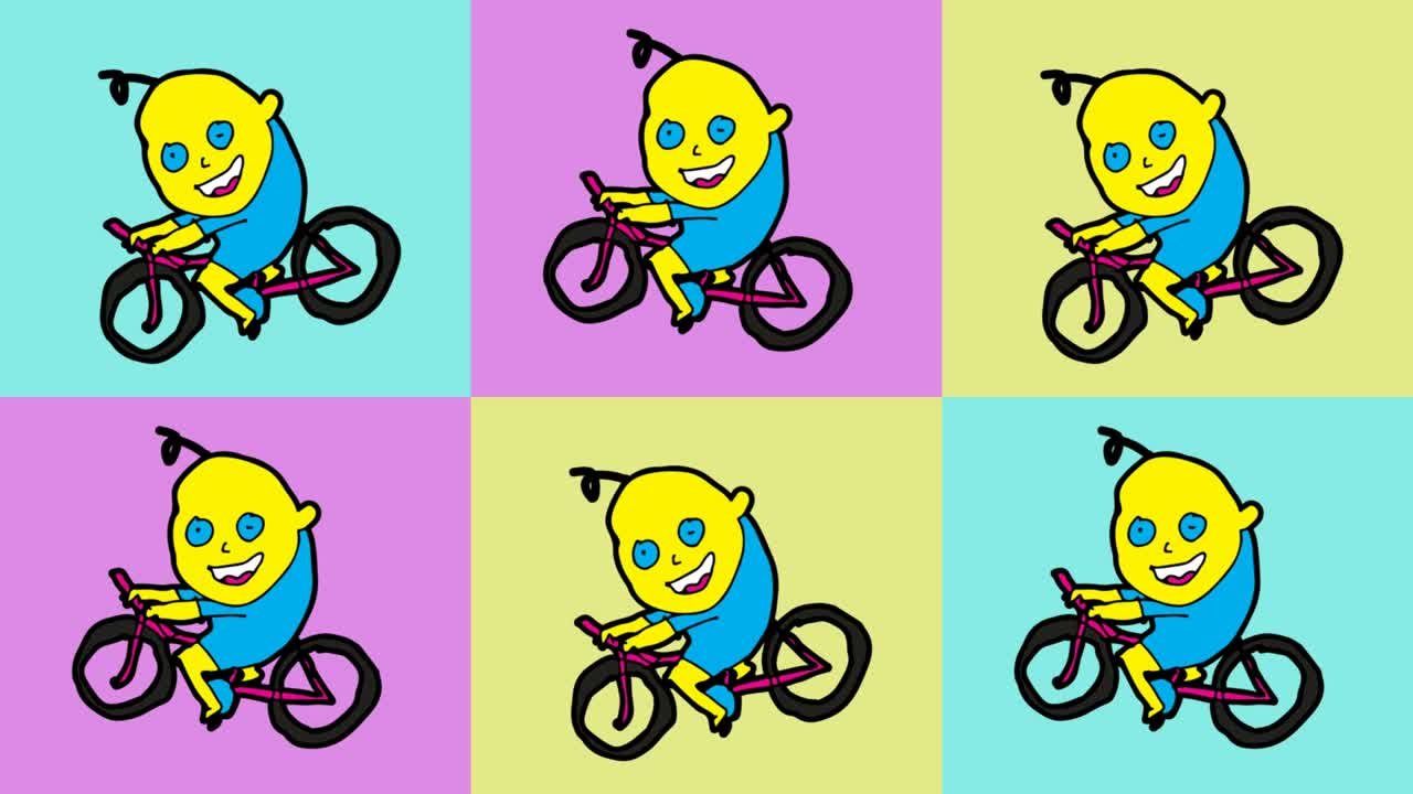 niños dibujando arte pop fondo sin costuras con el tema de la gente en bicicleta