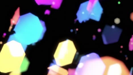 vibrant abstract geometric shapes displaying a dynamic array of colors and textures against a dark background in a vivid digital animation