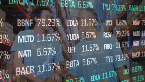 Animation-Der-Börse-über-Verschiedene-Freiwillige-Im-Lager