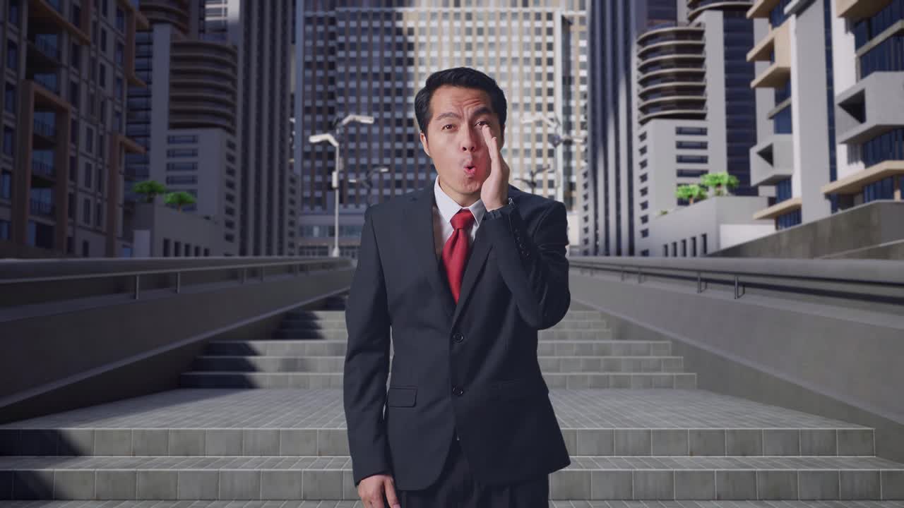 도시 의 계단 에서 속삭이는 사업가