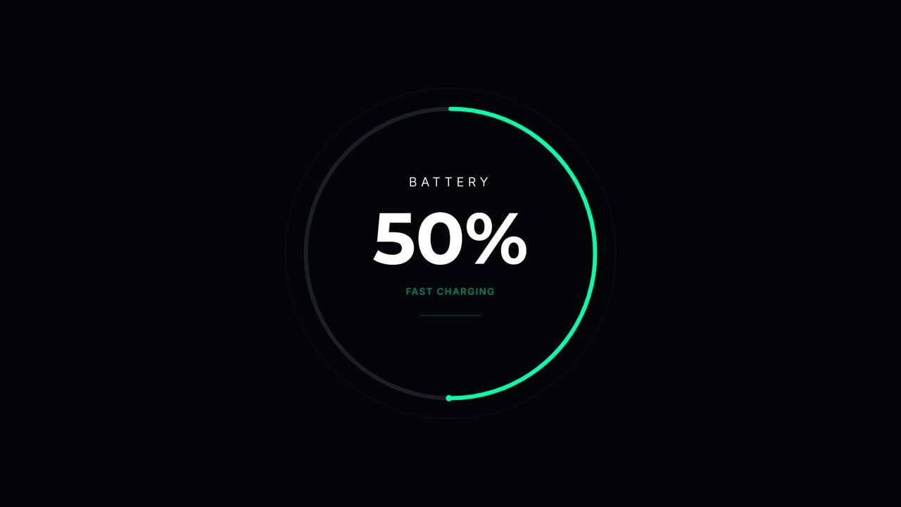 Animazione dell'indicatore di progresso della ricarica digitale della batteria.