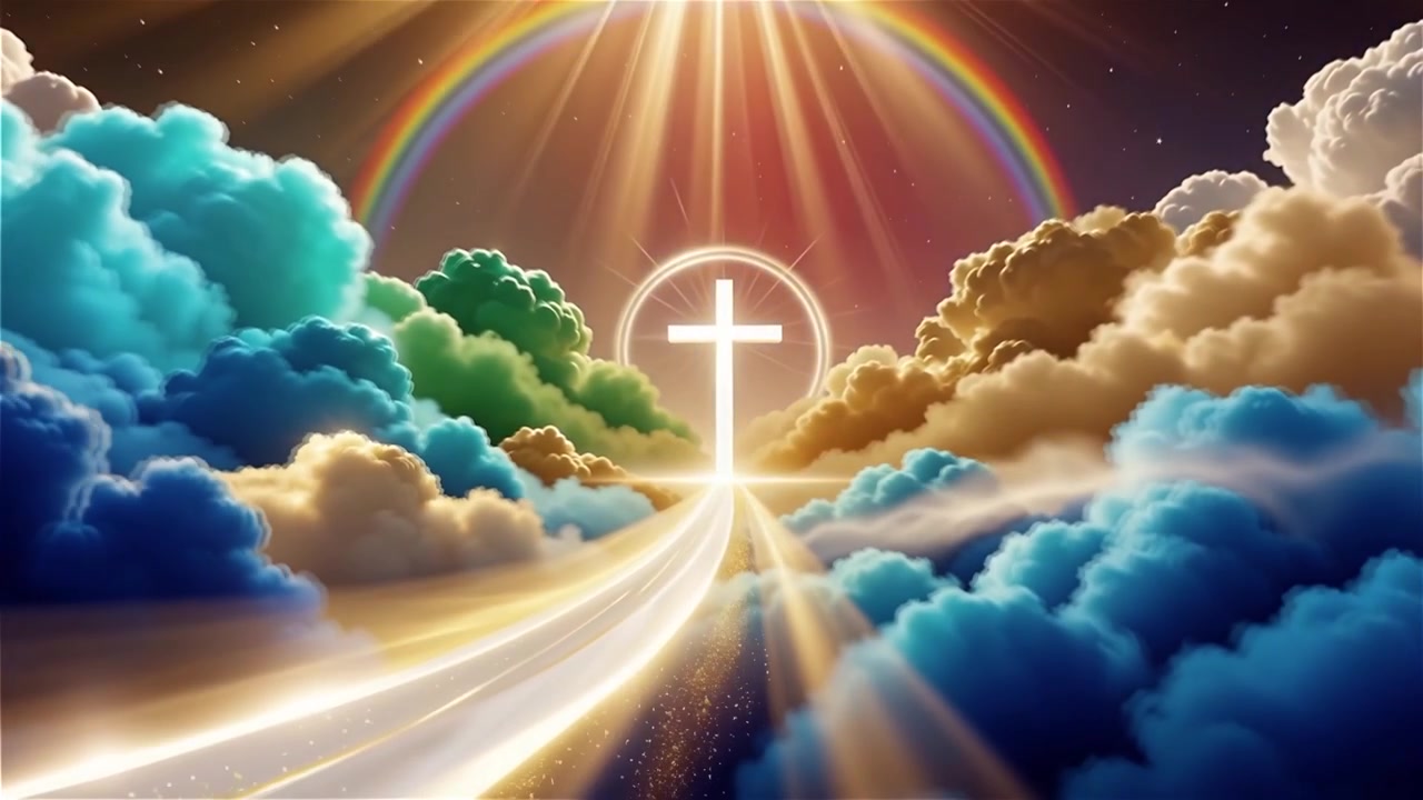 Christian Cross Heavenly Light Worship Background