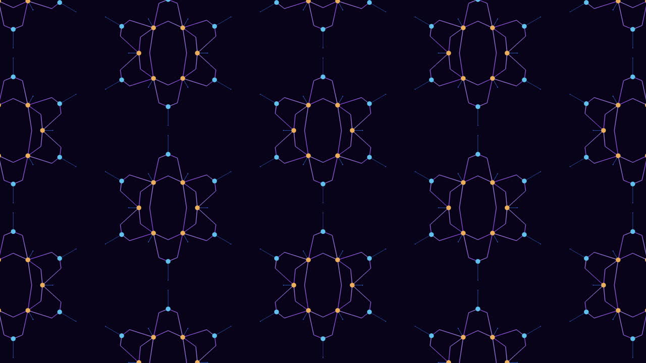 Geometric blue and red line pattern on black background