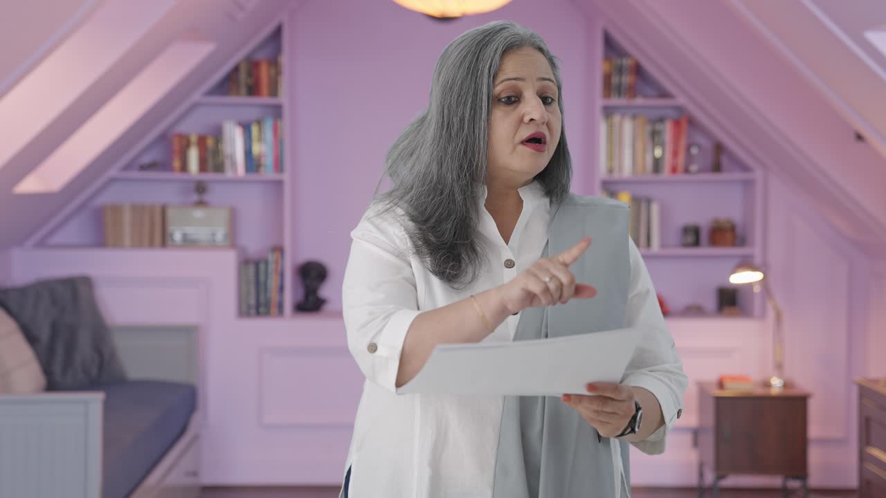 anciana india discutiendo informes