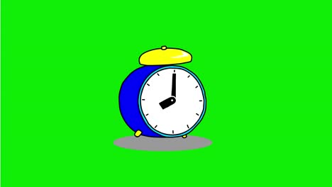 2d animation green screen alarm clock rings in morning. signal, readiness, awakening. concept of deadline, tax time, wake up to school and job