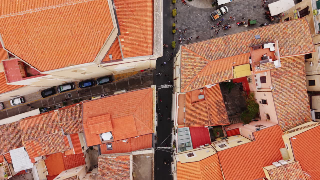Aerial view of Cefalù's ancient rooftops in Sicily's coastal town