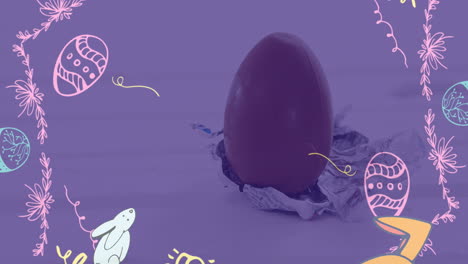 composite video of easter decorative pattern over close up of a easter egg