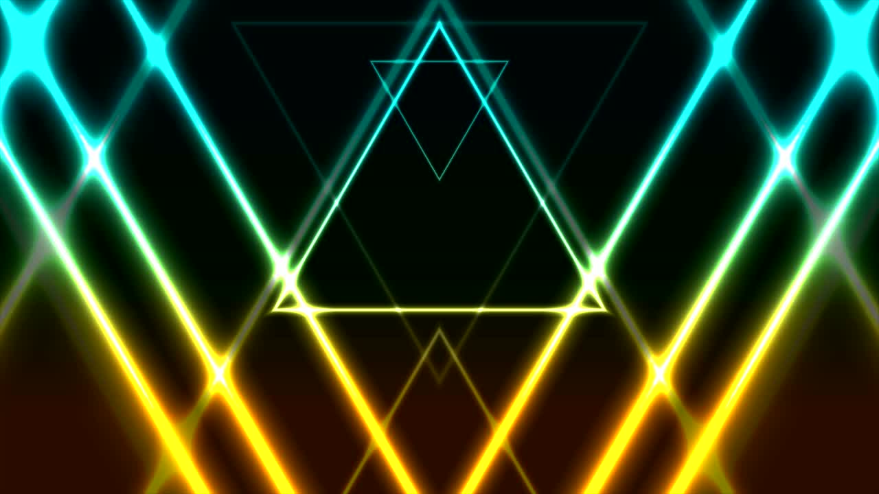 abstracto de neón brillante triángulos de colores animación de video