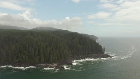 beautiful aerial landscape view of the rocky pacific ocean coast in the southern vancouver island during a sunny summer day