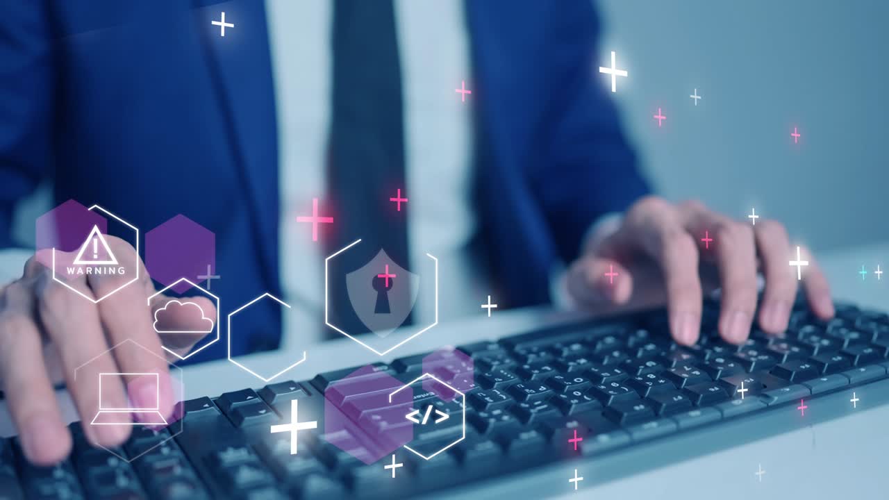 사이버 보안, 사이버 범죄, 인터넷 사기, 디지털 네트워크 기술을 사용하는 사업가, 컴퓨터, 암호화 블록체인, nft, 바이러스 공격 위험 보호, 신원 개인 정보 해킹, ai, 인공 지능 방화벽