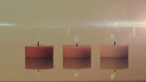 animación de luces sobre velas sobre un fondo beige