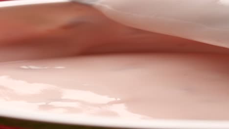 close-up of strawberry yogurt