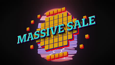 massive sale text over abstract shapes against water reflection effect on black background