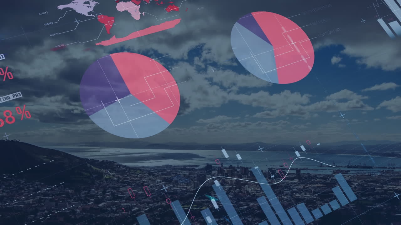 animación del globo de conexiones sobre las montañas