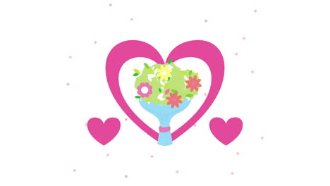 valentines day animated card with heart and flowers