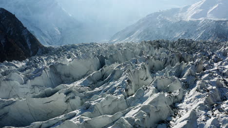 scenic view of rugged icy mountain surface at raikot glacier on nanga parbat's north flank in northern pakistan