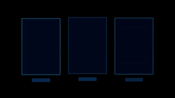 Animeret digitalt interface, der indlæser tre datapanelet
