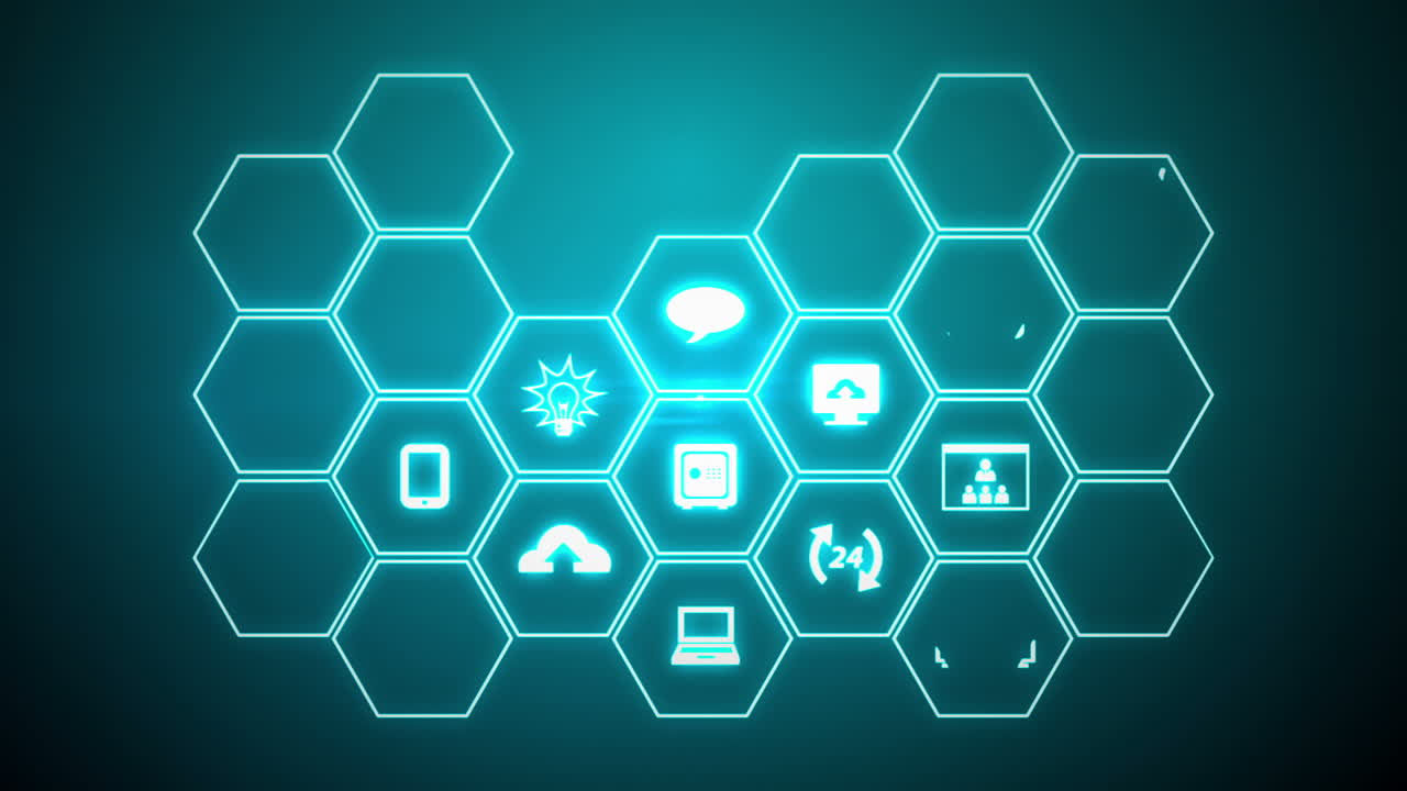 Close-up of digitally generated icons