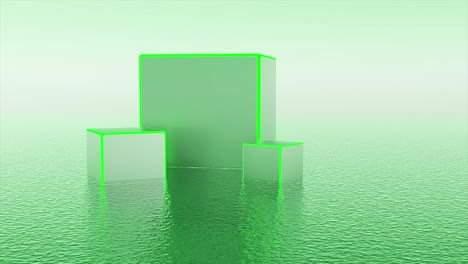 3d rendering of abstract green geometric shapes