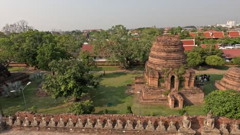 drone footage over historical temple complex