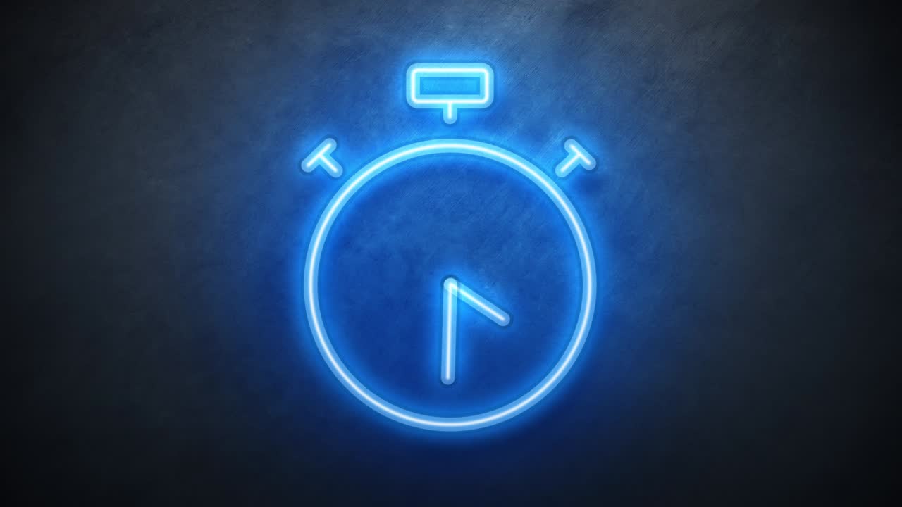 el signo de neón del reloj de parada. la animación del temporizador de cuenta atrás es sin fisuras.