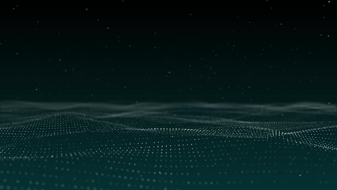 Tecnologia o scienza futuristica digitale astratta, onde di particelle dinamiche, flusso di dati, linee cibernetiche luminose