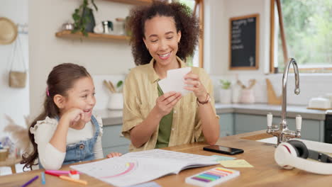 education, study cards and a mother teaching