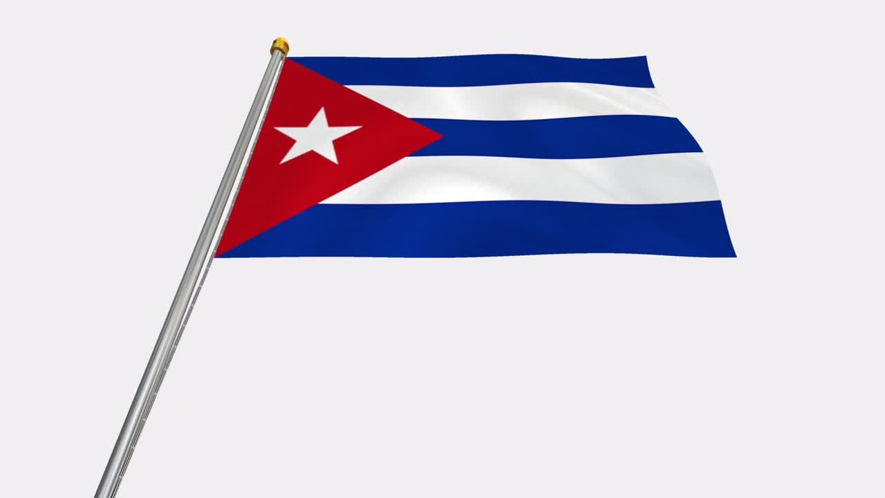 Video in loop della bandiera di Cuba che sventola al vento, video in slow motion 4K, con canale Alpha