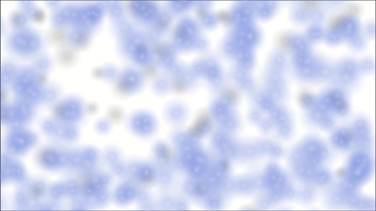 Abstrakt animation med blød blå bokeh, glødende partikler og drivende cirkler på hvid baggrund, der skaber en rolig atmosfærisk stemning med sømløse visuelle effekter