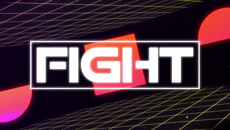 animación pantalla de videojuegos vintage con la lucha de palabras escrita