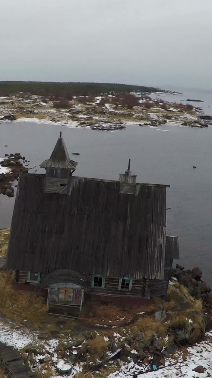Old Building by the Coast in Winter