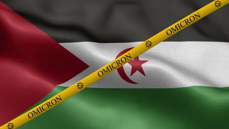 omicron variant and ban strip on western sahara flag - flag of western sahara