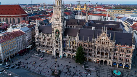 Munich-Marienplatz-Aerial-Timelapse