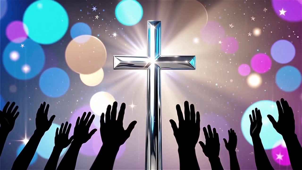 Cruz Cristiana con Luz Celestial, Fondo para Adoración.