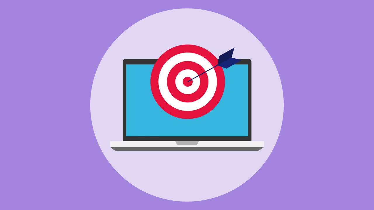 laptop and target animation. achieving goals motion animation.can be used for Explainer Video
