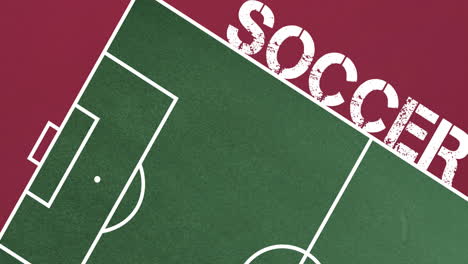 animation of bouncing soccer pitch with text on red background