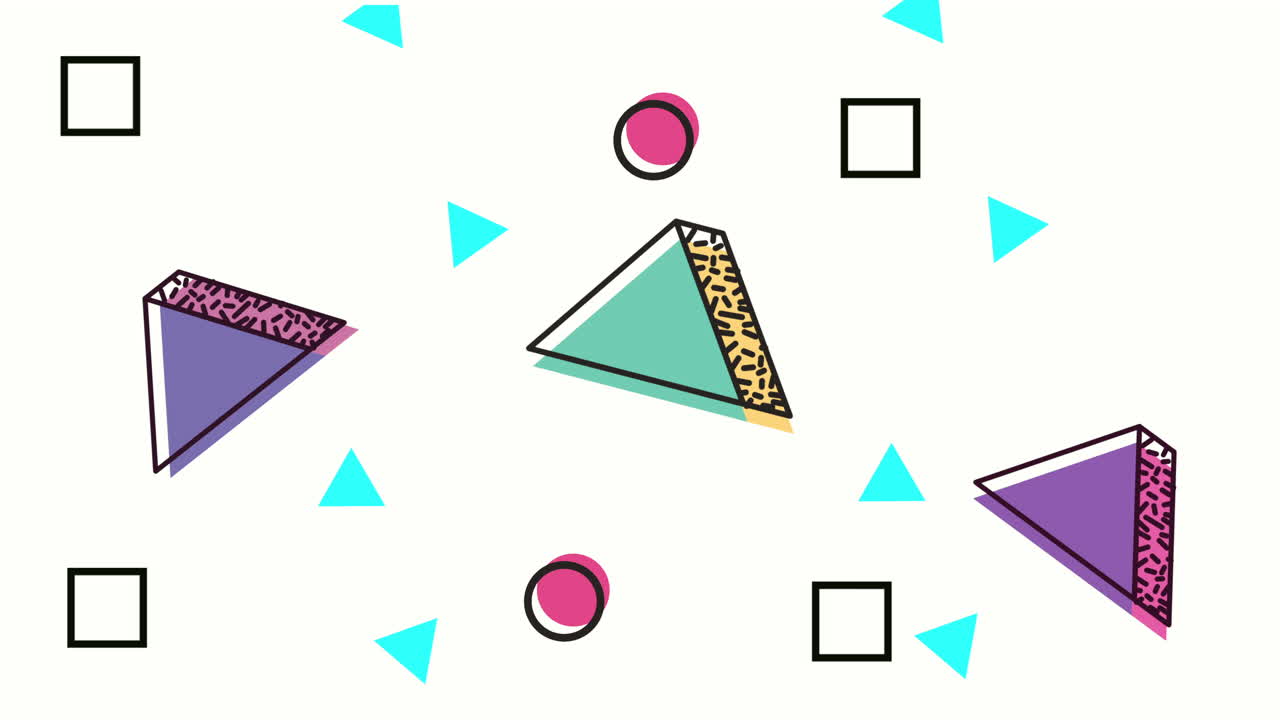 colores y figuras geométricas en animación de fondo blanco
