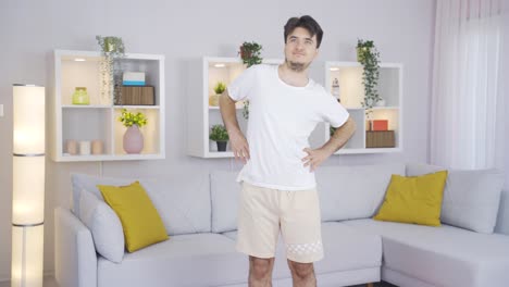 man exercising at home.