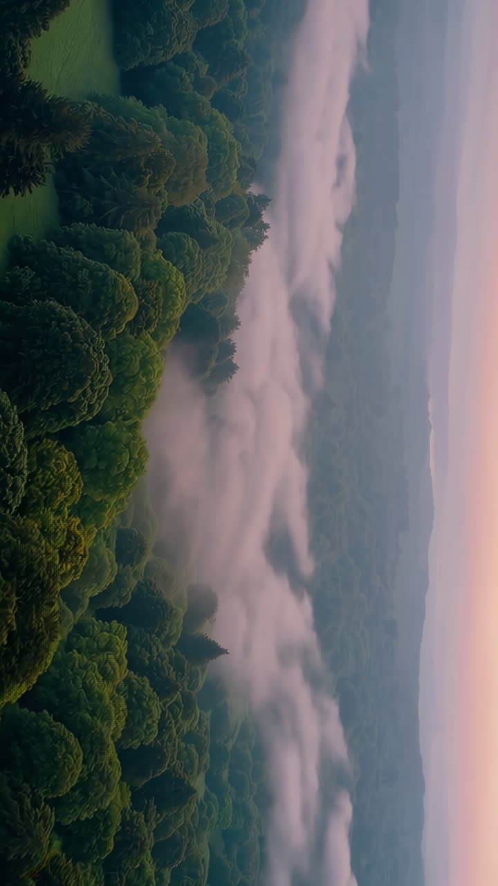 Paesaggio boschivo nebbioso