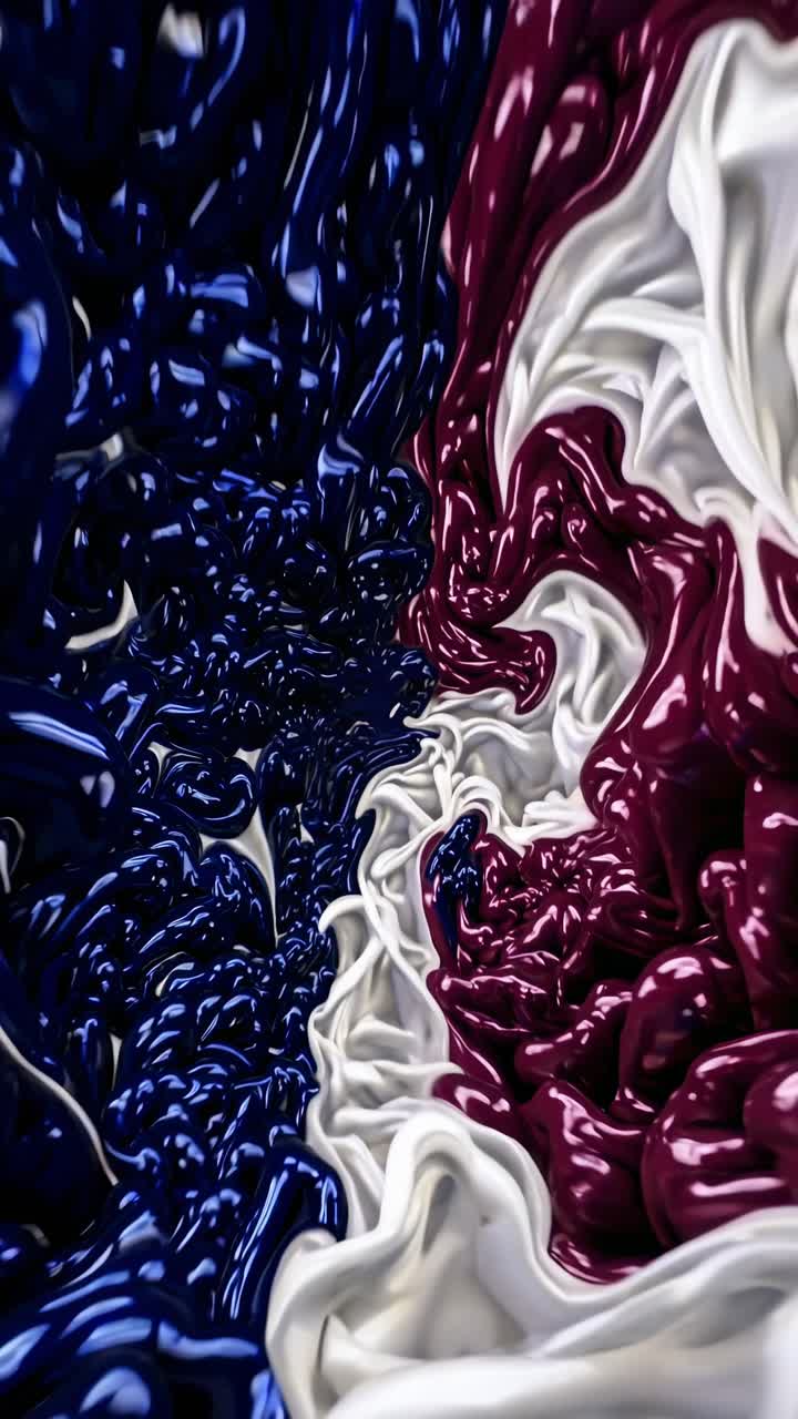 Abstract Fluid Swirls in Blue, White, and Maroon