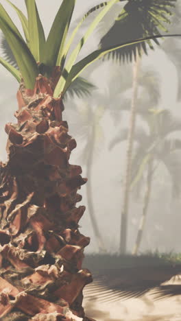 palmeras en un paisaje tropical brumoso